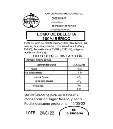 ingrédients 100% Bellota Ibérique Longe