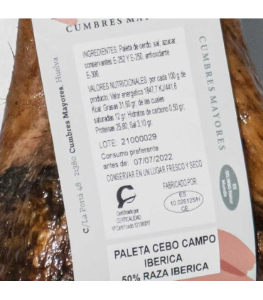 Etiqueta Paleta de Cebo de Campo 50% Ibérica.
