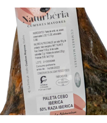 etiqueta Paleta de Cebo  50% Ibérica. Cumbres Mayores
