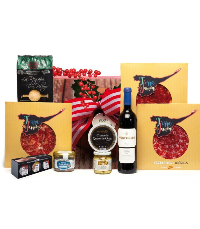 Weihnachtskorb Schinken und Wein