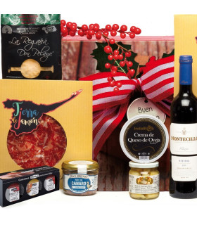 Panier de Noël jambon et vin 2