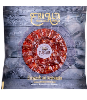 In Scheiben geschnittene Chorizo Bellota 100% iberische Rasse. Hohe Ära