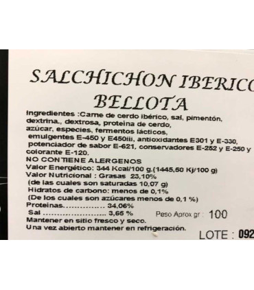Ingredienti Salsiccia iberica alimentata con ghianda