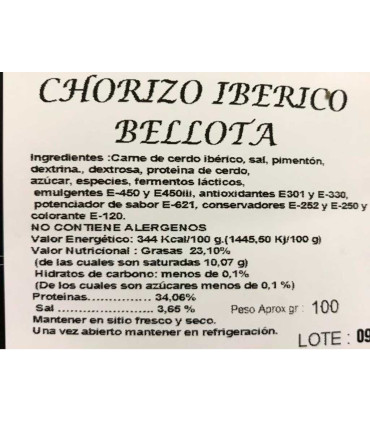 Ingrediënten Acorn-fed Iberische Chorizo