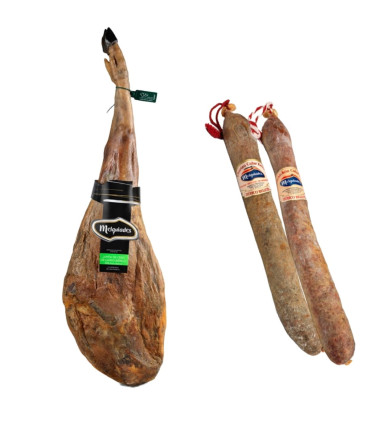 Panier de Noël au jambon Cebo De Campo 50% Ibérico. Les Melquiades