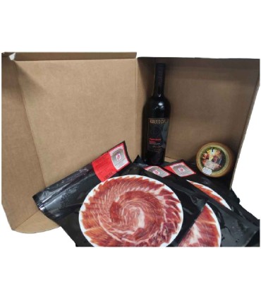 Panier de Jamón de Bellota 75 % Ibérica. Découpe au couteau