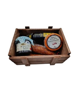 Coș gourmet cu brânză de capră și cârnați iberici