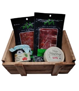 Cesto Gourmet di Jamón Ibérico e Formaggio di Capra con Marmellata