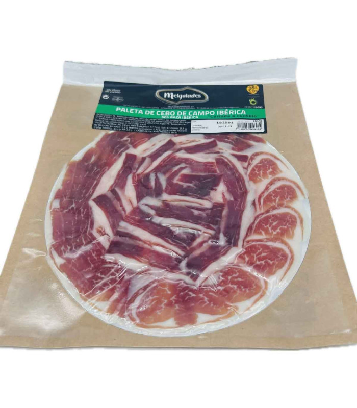 Pacotes de paleta de cebo Campo 50% Ibérica fatiados com uma faca- Zamora