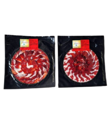 Beutel Schinken bellota 50% Zucht ibérica Vakuum. Dehesa Grande - Jamón Ibérico geschnittenes Messer