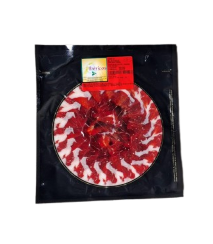 Bustine di Prosciutto bellota 50% di razza ibérica sottovuoto. Dehesa Grande - Jamón Ibérico coltello a fette