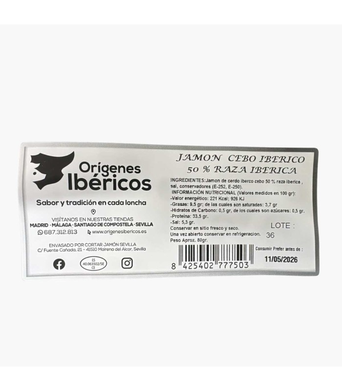 Etiqueta Jamón Cebo 50% ibérico